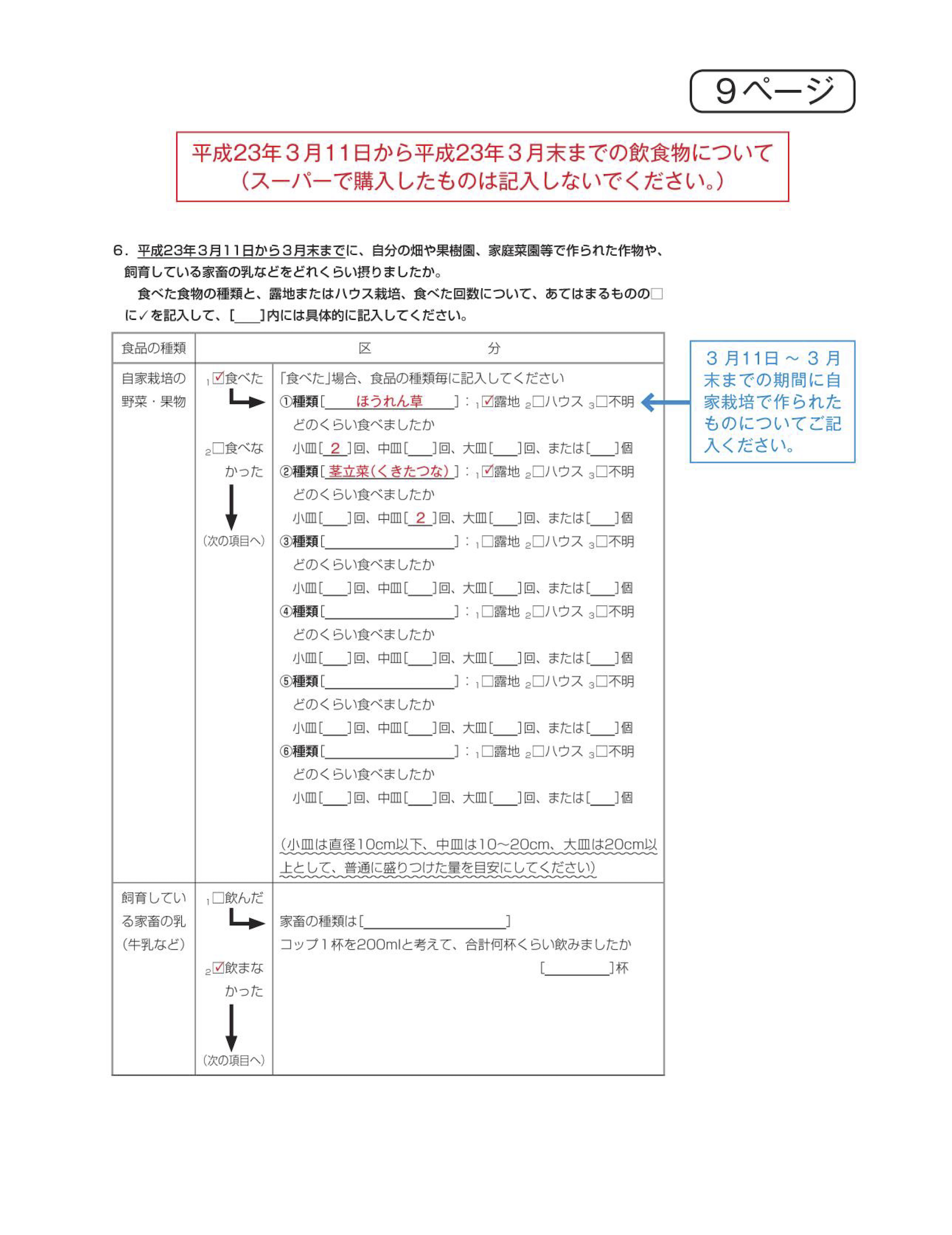 県民健康調査の基本調査問診票