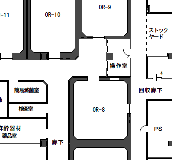 隣り合う手術室でのX線CT装置の共用